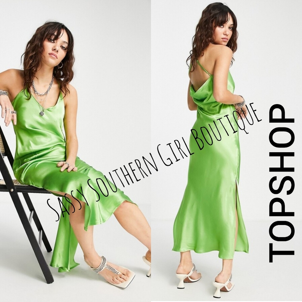 🆕⭐ Topshop Lime Green Midi Dress